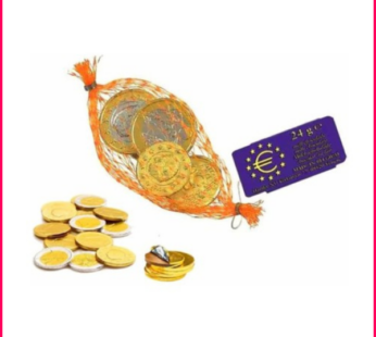 Petit Filet Avec Pièces En Euros Chocolat