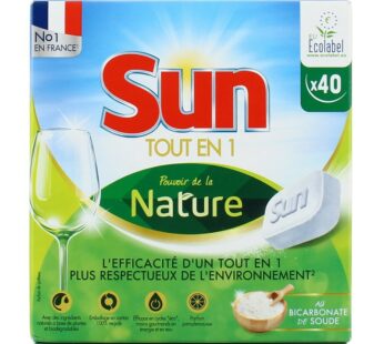 Sun Vaisselle Tabs 800 Gr Pouvoir De La Nature Au Bicarbonate De Soude « Tout En 1 » – 40 Tabs
